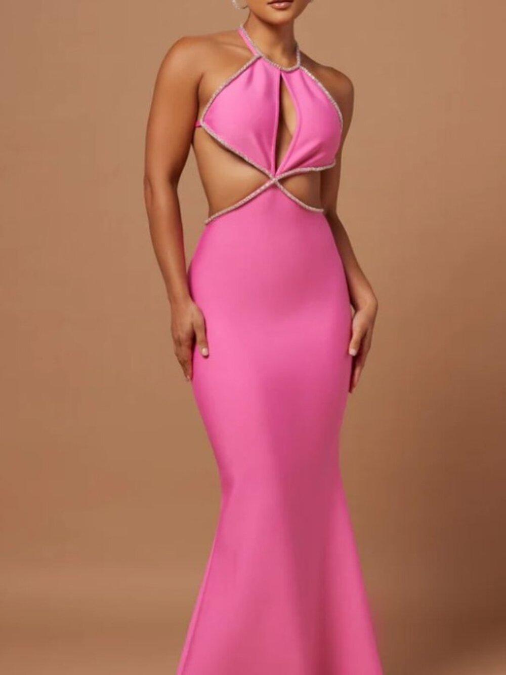 Fashion Nova Vivica Embellished Maxi Dress - Pink